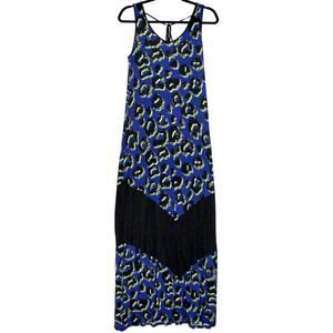 Kensie Blue Leopard Print Maxi Dress Size Small NWT